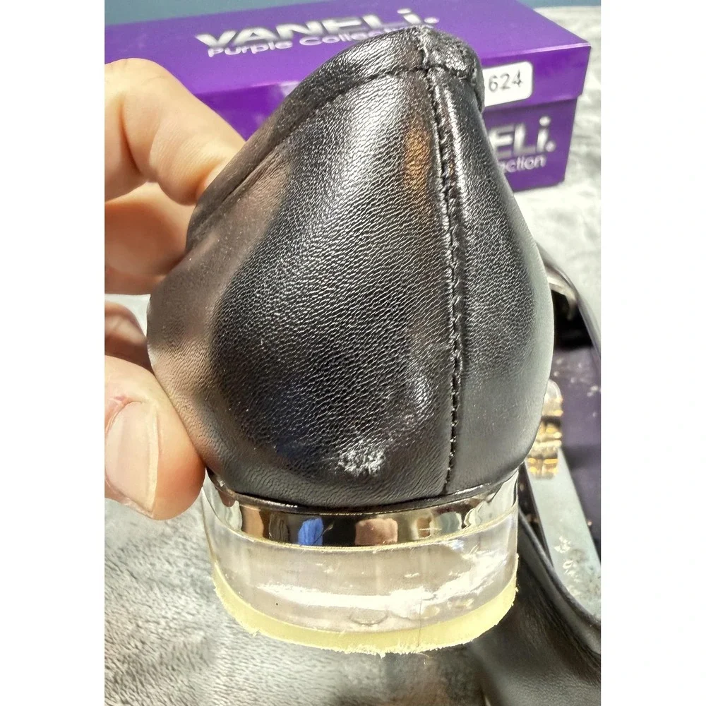 Vaneli Purple Collection Shoes Womens Size 9 Black Leather‎ Ballet Flats